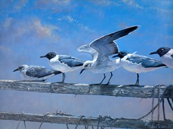 Waiting for the Boats by Michael Jackson - Original Painting on Stretched Canvas sized 31x23 inches. Available from Whitewall Galleries